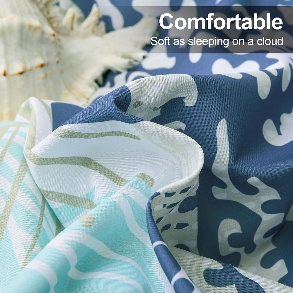 Coastal Comforter Set King Size 3 Piece, Soft Beach Themed Comforter, Ocean N...