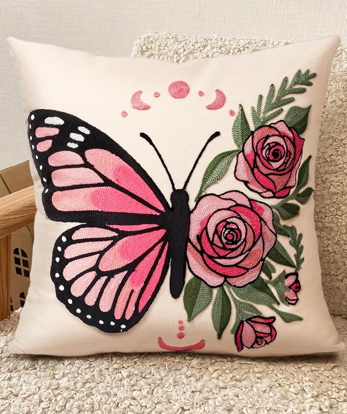 Embroidered Throw Pillow Covers 18x18 Inch by Kokaaee