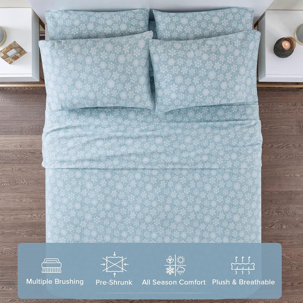 Comfort Spaces 100% Cotton Flannel Sheets Queen Size, Ultra Soft, 4 Pcs