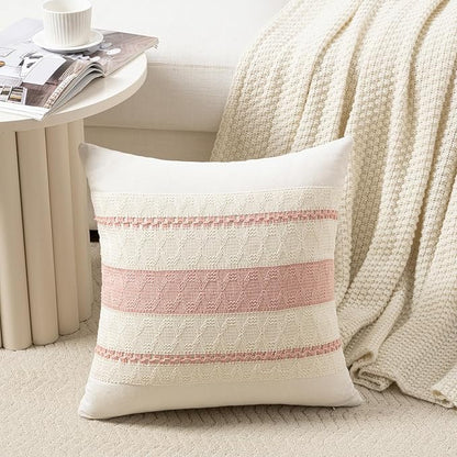 Fancy Homi Set of 2 Boho Pink Decorative Throw Pillow Cover 22x22 Inch - Image 2