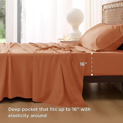 Bedsure Cooling Sheets Twin, Rayon Derived from Bamboo, Breathable & Soft Twin - Image 3
