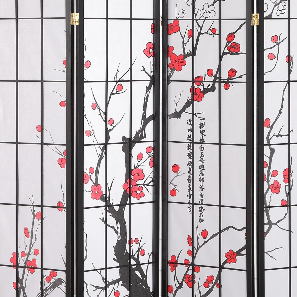 roundhill furniture black japanese 4-panel screen room divider, package contents