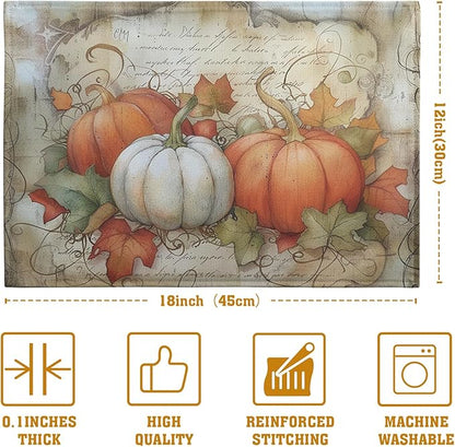 Fall Pumpkin Maple Leaf Placemats Set of 4, 12x18 Inch Vintage Autumn Harvest - Image 4