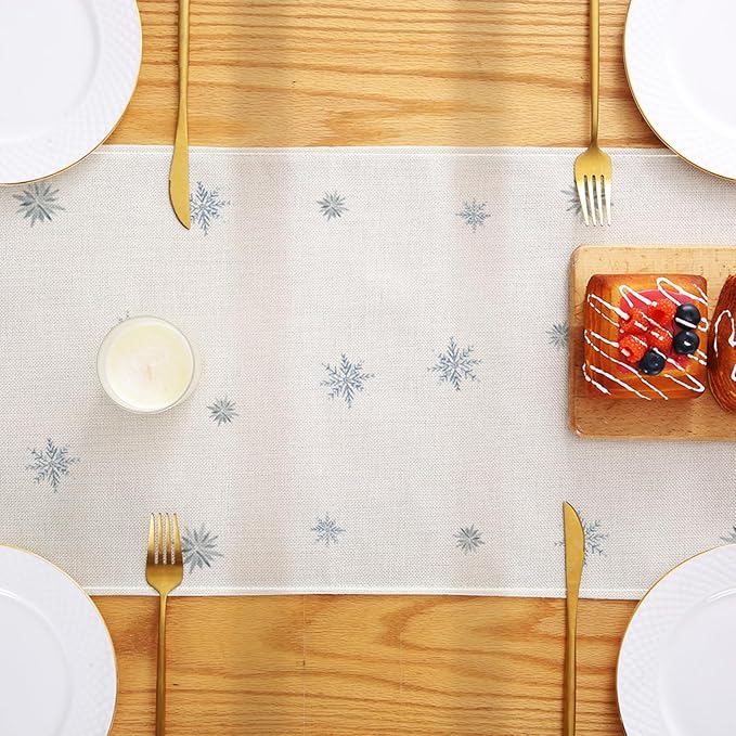 Christmas Deers Cedar Table Runner 13x72 Inch Snowflaks Winter Kitchen Dinning - Image 5