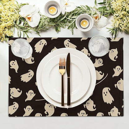 Giwawa Halloween Placemats Set of 4, 12x18 Inch Spooky Gothic Ghosts Black - Image 3