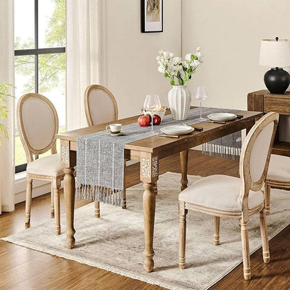 ZeeMart Farmhouse Braided Striped Table Runner, Rustic Grey Table Runners 60 - Image 3
