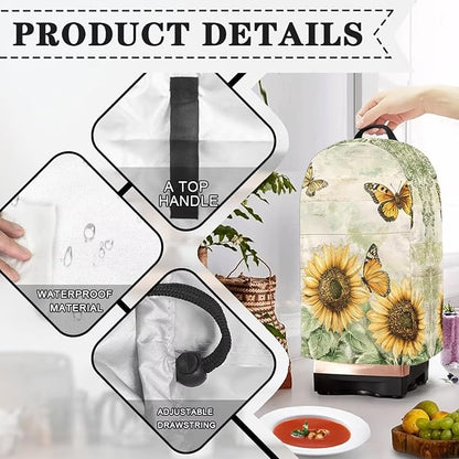 Sunflower Butterfly Art Blender Cover Turtle Mixer Hood Cover Dust Cover - Image 4