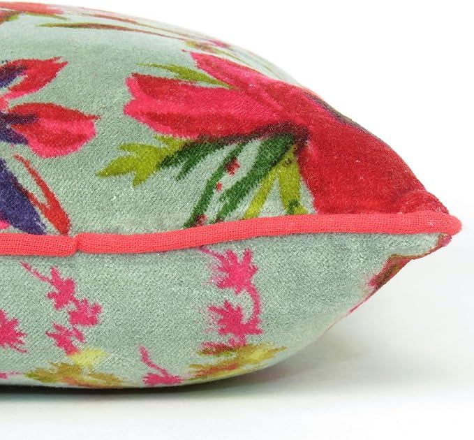 Eyes of India Colorful Velvet Floral Flower Bird Throw Sofa Cushion Couch - Image 4