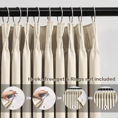 KEQIAOSUOCAI Cream Beige Blackout Curtains 100 Inches Long, Vertical Draft - Image 2