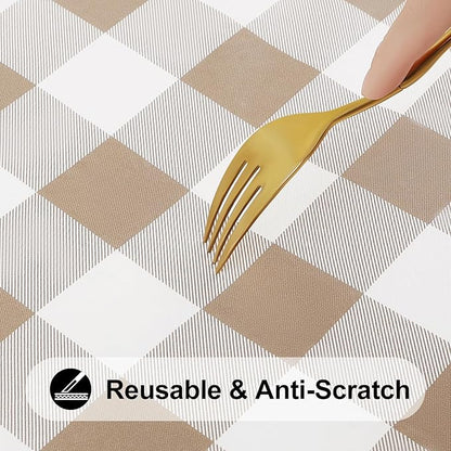 Smiry Rectangle Picnic Table Cloth, Elastic Waterproof Fitted Vinyl Tablecloths - Image 7