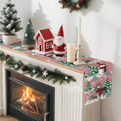 Artscope Reindeer Snowman Christmas Tree Table Runner, Xmas Winter Snowflakes - Image 6