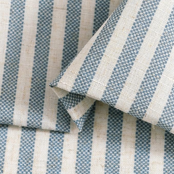 jinchan Tab Top Linen Kitchen Curtains 24 Inches Striped Tier Curtains - Image 7