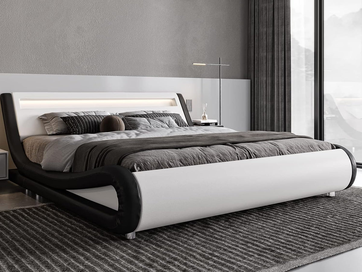 allewie queen size led bed frame with adjustable, main product view