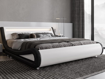 allewie queen size led bed frame with adjustable, main product view
