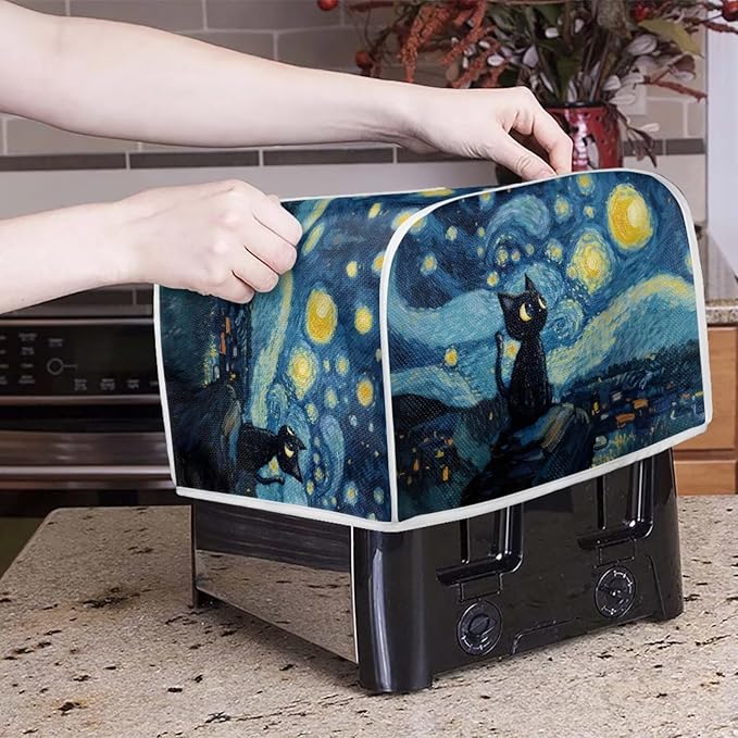 Black Cat Galaxy Toaster Cover 2 Slice Oven Cover Dustproof Kitchen Small - Image 2