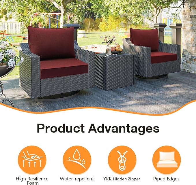 Sunbrella Outdoor Patio Chair Cushions Set, Water-Repellent, Fade Resistant - Image 3