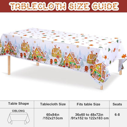 Tiamon 60 x 84 Inch Christmas Gingerbread Tablecloth Reusable Gingerbread Man - Image 2