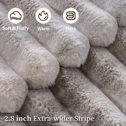 Fluffy Faux Fur Throw Blanket, Thick 1000GSM Soft Cozy Throw Blankets - Image 3