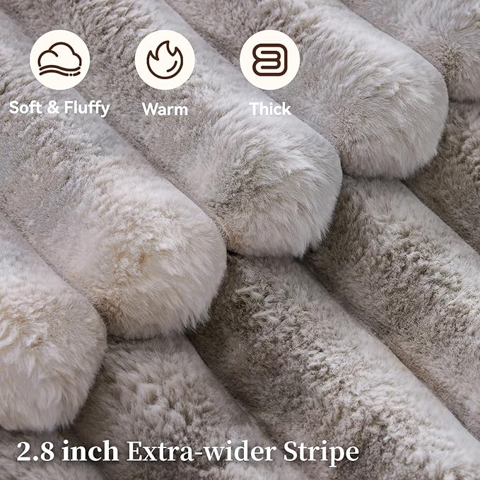 Fluffy Faux Fur Throw Blanket, Thick 1000GSM Soft Cozy Throw Blankets - Image 3