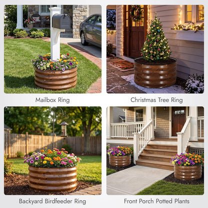 inno stage 3 pcs round galvanized raised garden, side view