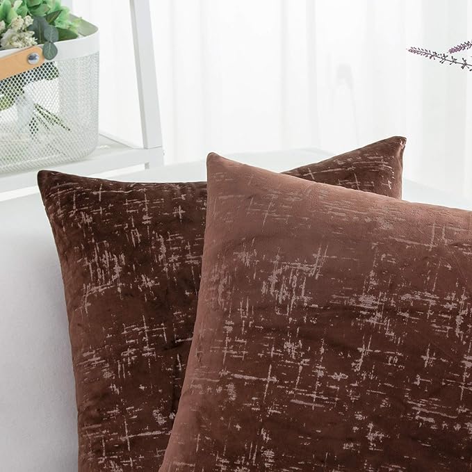 HWY 50 Coffee Velvet Throw Pillow Covers 18x18 Inch - Image 3