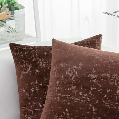 HWY 50 Coffee Velvet Throw Pillow Covers 18x18 Inch - Image 3