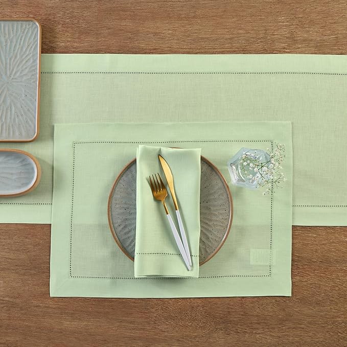 Solino Home Linen Hemstitch Table Runner 108 Inches Long - Image 3