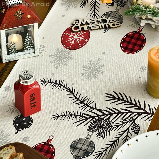 Artoid Mode Red Pine Trees Merry Christmas Table Runner, Winter Xmas Holiday - Image 3