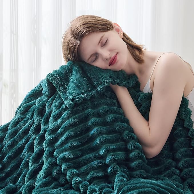 NEWCOSPLAY Super Soft Queen Blanket Dark Teal Premium Silky Flannel Fleece 3D - Image 7