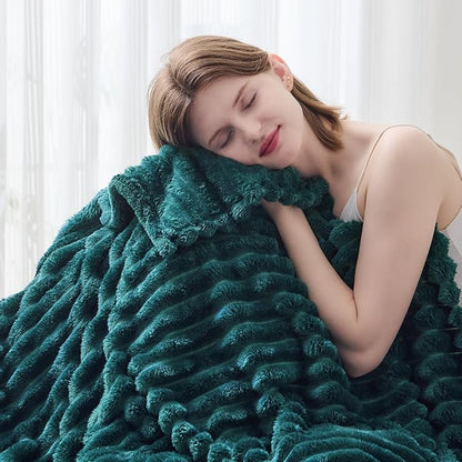 NEWCOSPLAY Super Soft King Blanket Dark Teal Premium Silky Flannel Fleece 3D - Image 7