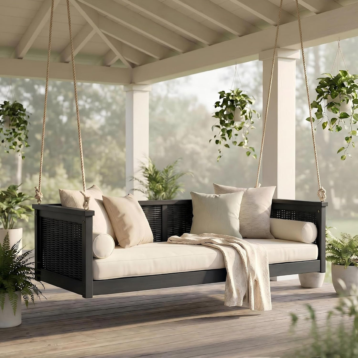 lumisol twin size outdoor porch swing bed, solid, main product view