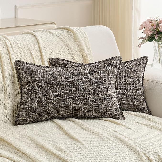 FUTEI Coffee Decorative Throw Pillow Covers 12x20 Inch Set of 4, Soft Chenille by FUTEI