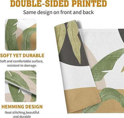 Tropical Palm Leaf Linen Placemats Set of 4 Summer Green Banana Leaves Themed - Image 5