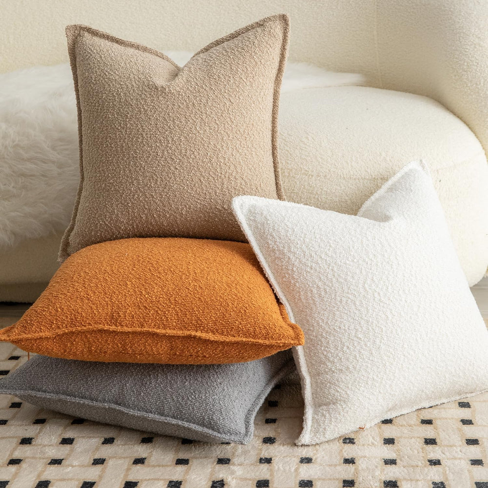 MANDIOO Pack of 2 Decorative Throw Pillow Covers Accent Solid Woven Textured ...