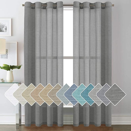 H.VERSAILTEX Linen Curtains Flax Linen Blended Curtain Panels by HVERSAILTEX