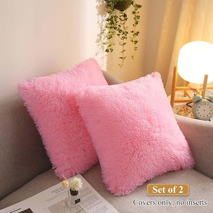 XeGe Cozy Faux Fur Throw Pillow Covers, Zippered Fluffy Cushion Covers - Image 2