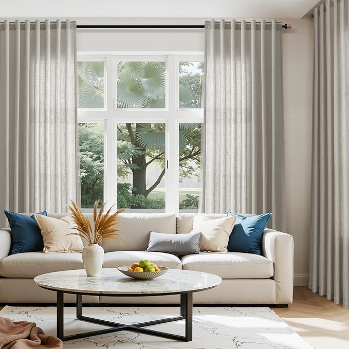 Silver Gery Linen Curtains 96 Inches - Image 5