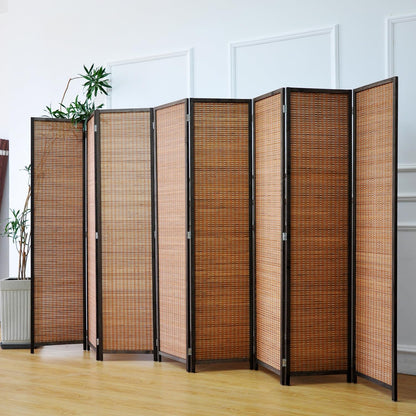 furnnylane 8 panel bamboo room divider - natural, close-up detail