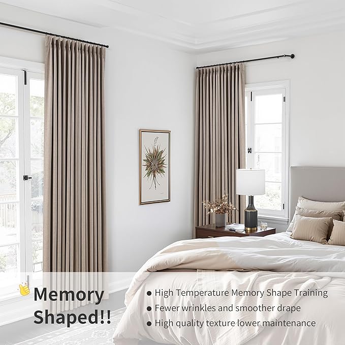 Pinch Pleated 100% Blackout Curtains 84 Inches Long Thermal Insulated Linen - Image 6