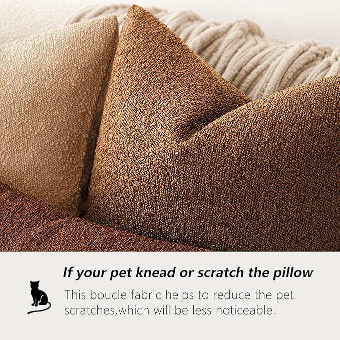 Foindtower Pack of 2, Decorative Textured Boucle Throw Pillow Covers Neutral - Image 4