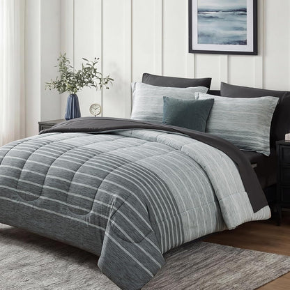 monbix full size comforter sets - 7 pieces shown in use