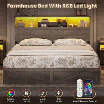 aogllati farmhouse king bed frame bed frame with, close-up detail