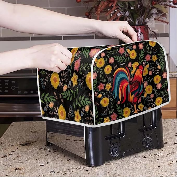 ZFRXIGN Sunflower Chicken Toaster Cover 4 Slice Wide Slot Toaster Rooster Cover - Image 2