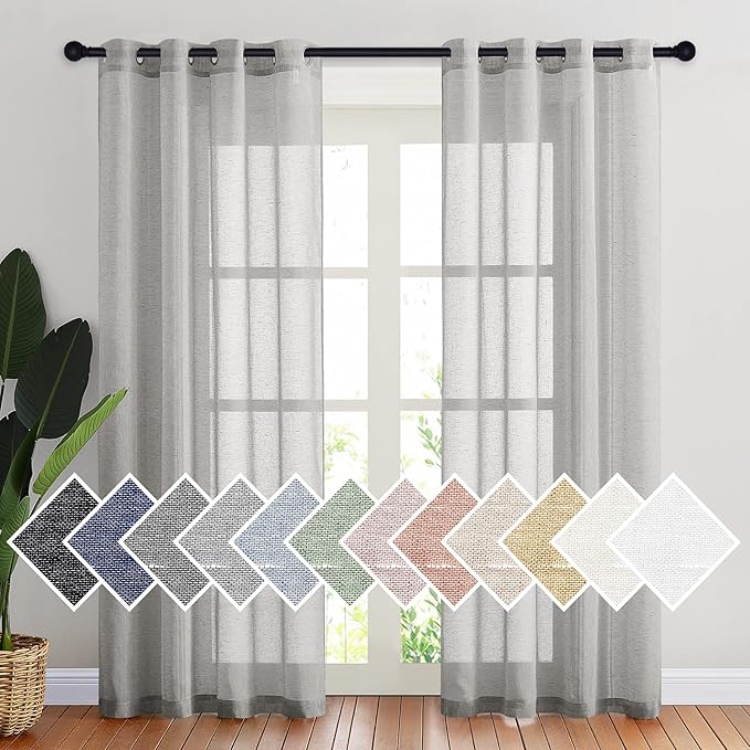 NICETOWN Sheer Linen Bedroom Window Curtains 84 inches Length, Grommet Privacy by NICETOWN