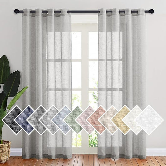 NICETOWN Sheer Linen Bedroom Window Curtains 84 inches Length, Grommet Privacy by NICETOWN
