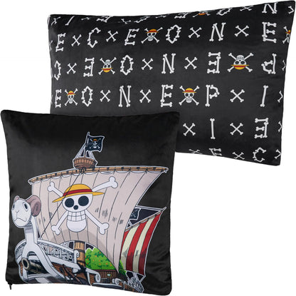 One Piece 2-Pc Cushion Cover Set, Pillow Covers for Bed, Couch, Rectangular 20x12 in, Square 14 x14 in, Luffy Straw Hat Anime Gifts for Boys
