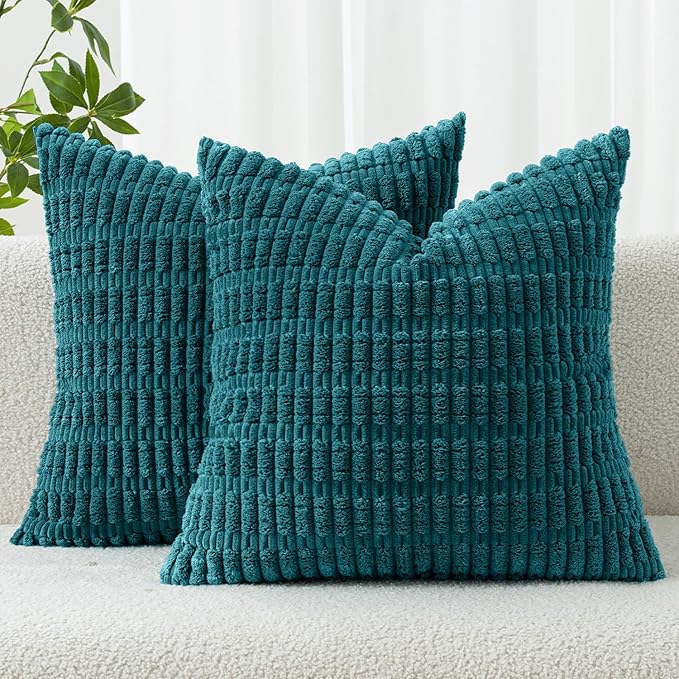 MIULEE Pack of 2 Corduroy Decorative Throw Pillow Covers 16x16 Inch Soft Boho by MIULEE