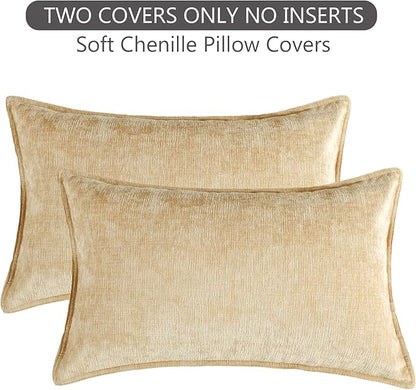 Stellhome Lumbar Chenille Throw Pillow Covers Set of 2 Super Soft Textured - Image 6