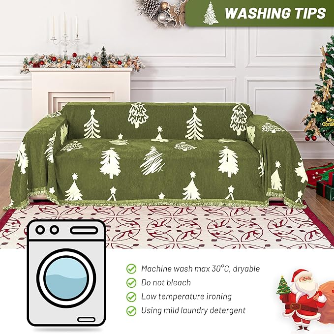 MYSKY HOME 71"X118" Loveseat Christmas Couch Cover, Sectional Sofa Covers Sofa - Image 5