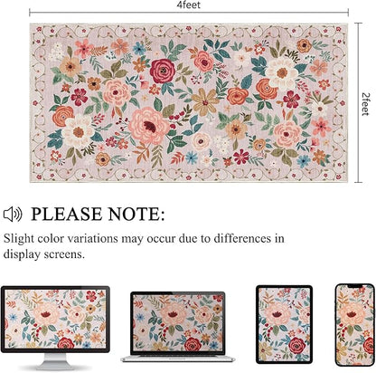DUKINO 2x4 Rug for Entryway, Washable Kitchen Floral Runner Rug - Image 2